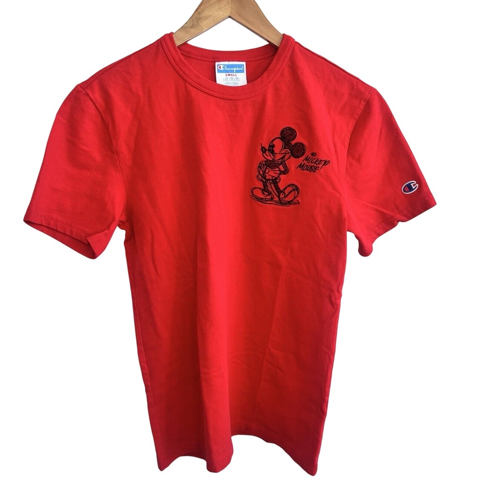 Disney x Champion Mickey Mouse Graphic T Shirt Men's Small Disneyland Vintage
